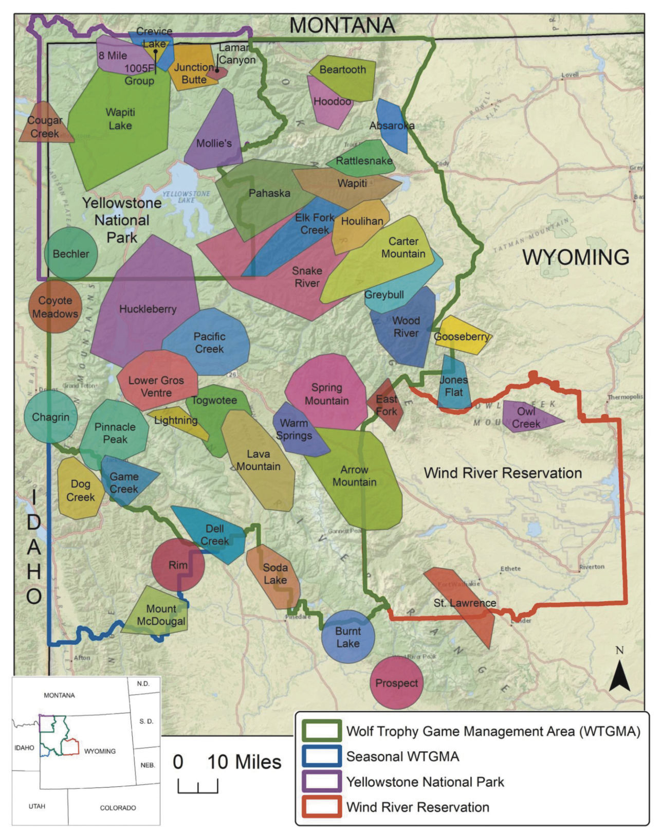 Wolf pack territories